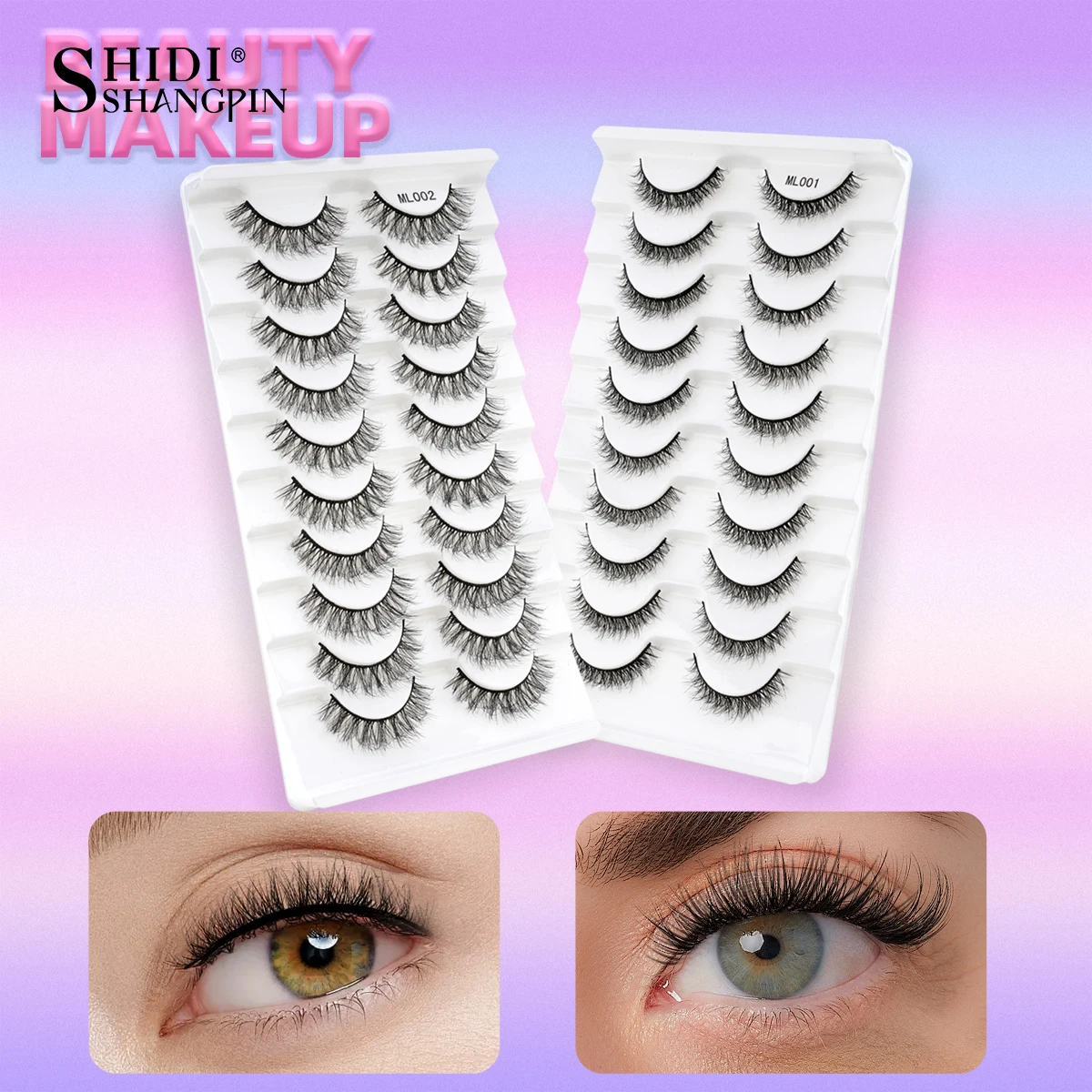 SHIDISHANGPIN 6/10 Paar Kreuz-Manga-Wimpern, 3D-natürliche falsche Wimpern, flauschige weiche Wimpern, Wispy, natürliches Wimpernverlängerungs-Make-up