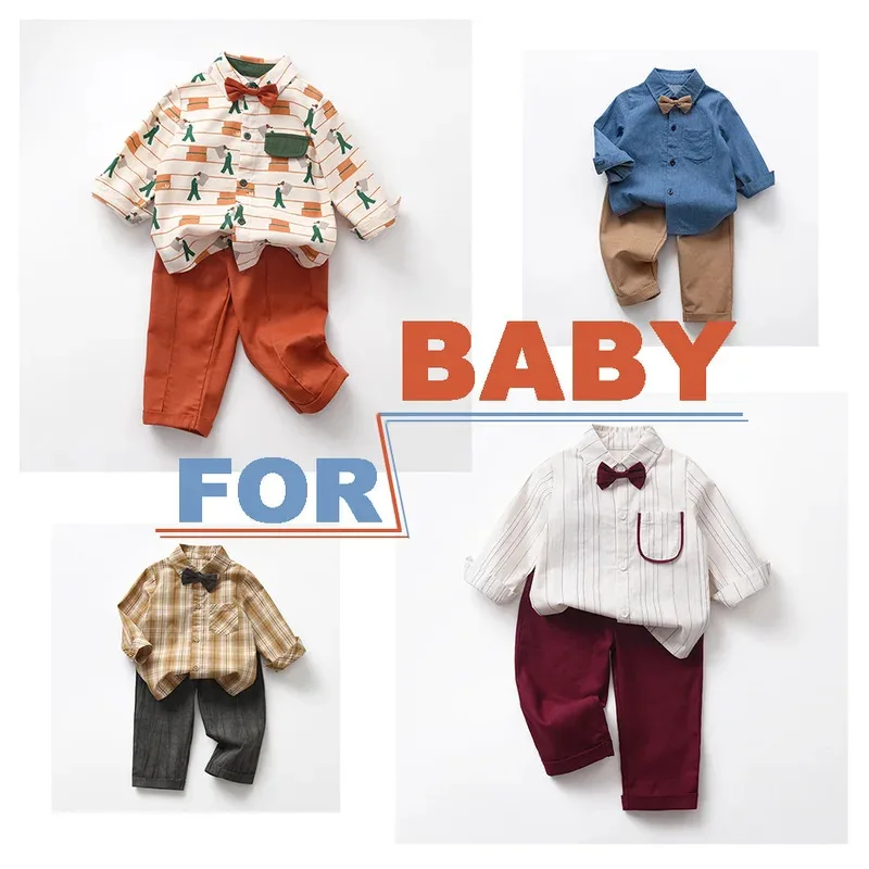 

Baby Boy Cotton Clothes Boys Suit Spring and Autumn Long-sleeved Shirt With Pants One Year Old Gentleman Two-piece Suit