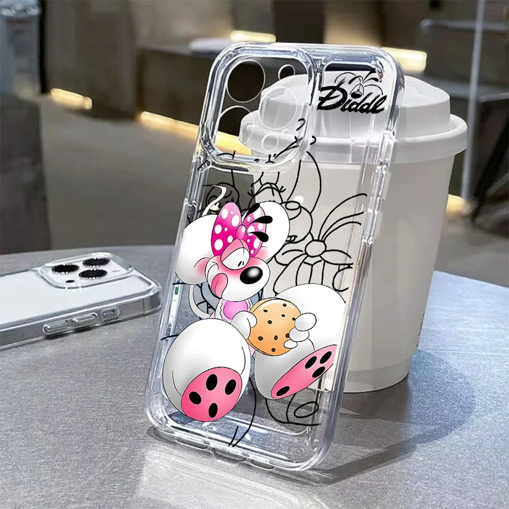 Cartoon Diddls Mäuse Handyhülle für iPhone 17 16 16e 15 14 13 12 11 Mini Pro Max X XR XS Max 7 8 Air Plus Transparente Rückseite