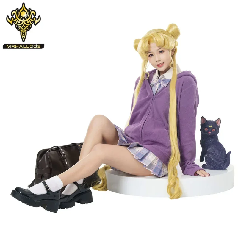 Anime Cosplay Seemann Mond schwarze Katze Luna Jacke Kristall Kostüm Halloween JK Party Kind Kind erwachsene Frauen plus Größe