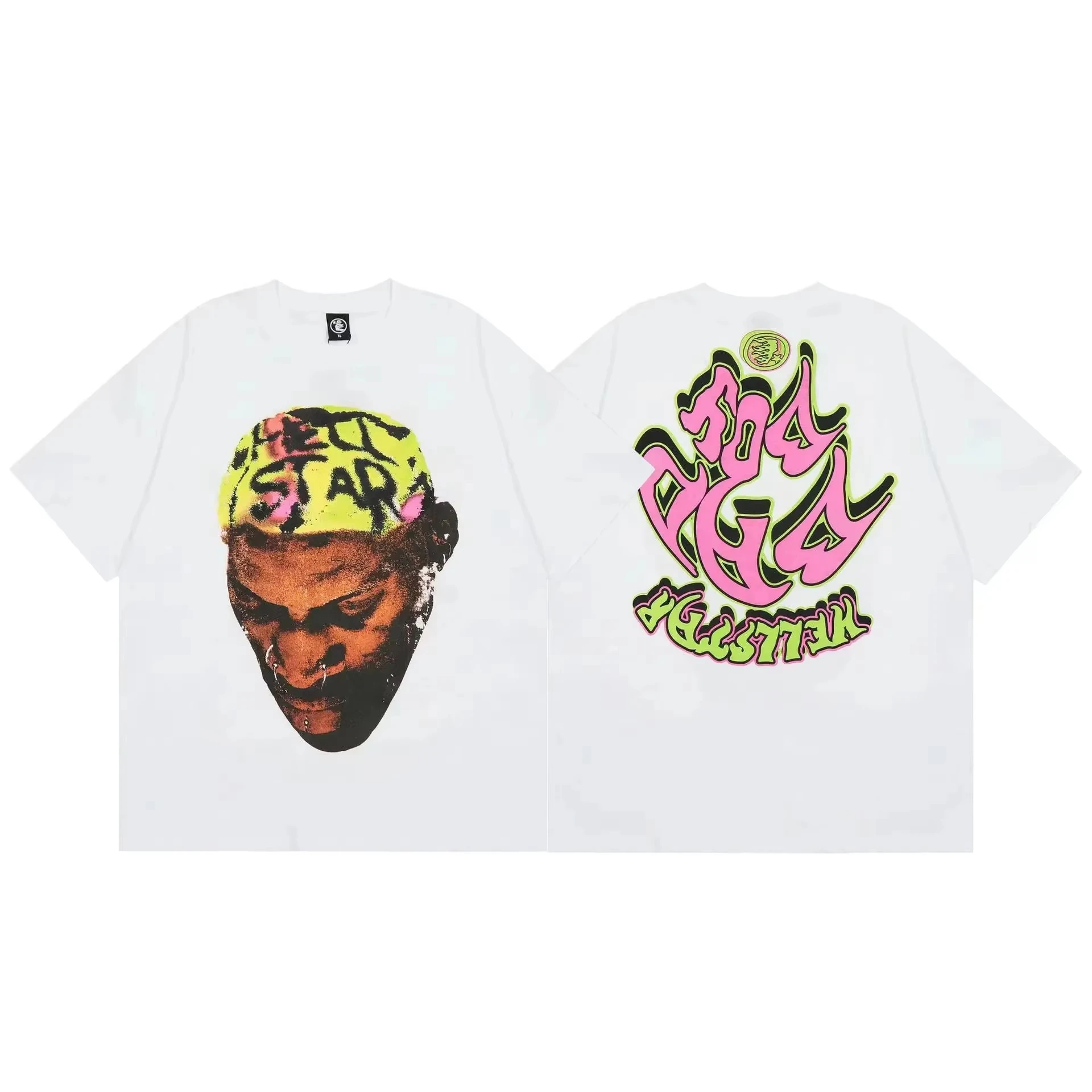 2026 Vintage   Graffiti Portrait Print Crew Neck T-Shirt Distressed High Street Casual Short Sleeve Top