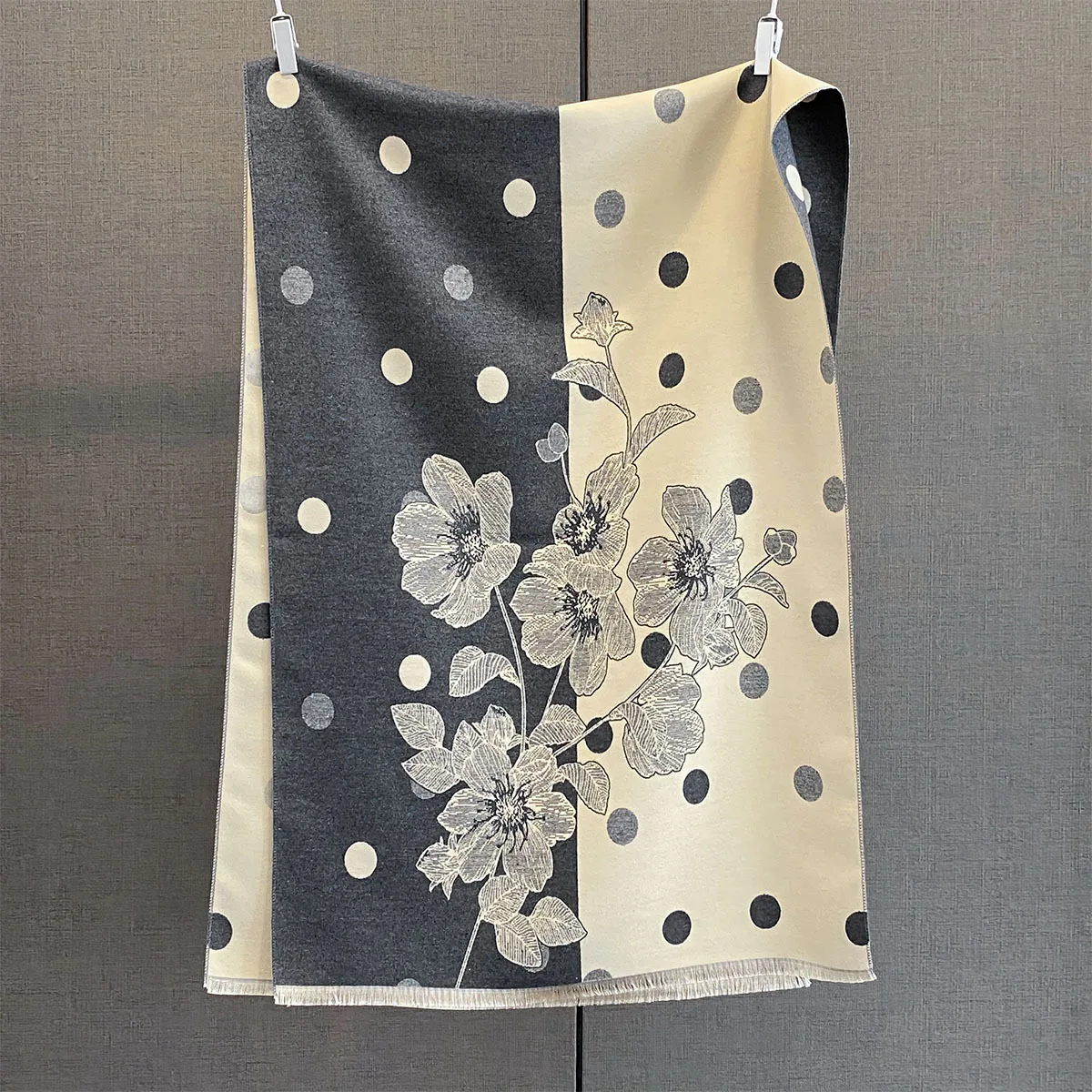 Vrouwen Herfst Winter Merk Dikke Warme Sjaals Kasjmier Dot Bloemen Sjaal Luxe Designer Sjaal Wrap Poncho Echarpe Stola Pashmina