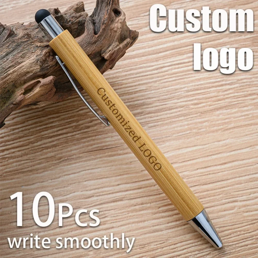 

10/20/30-150pcs Touchscreen Bamboo Ballpoint Pen School Stationery Wholesale Signature Pens Customized Logo Advertising Gift Pen