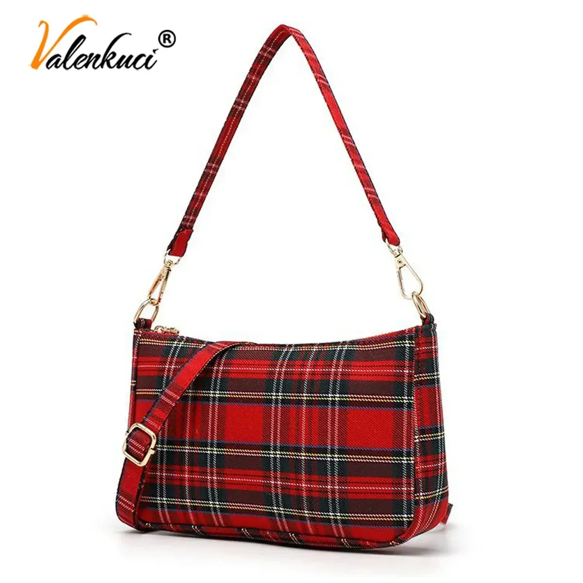 Fashion Vintage Retro Bags Designer Ladies Hand Bags French Plaid Red Bag Woman Elegant Small Women Shoulder Bags