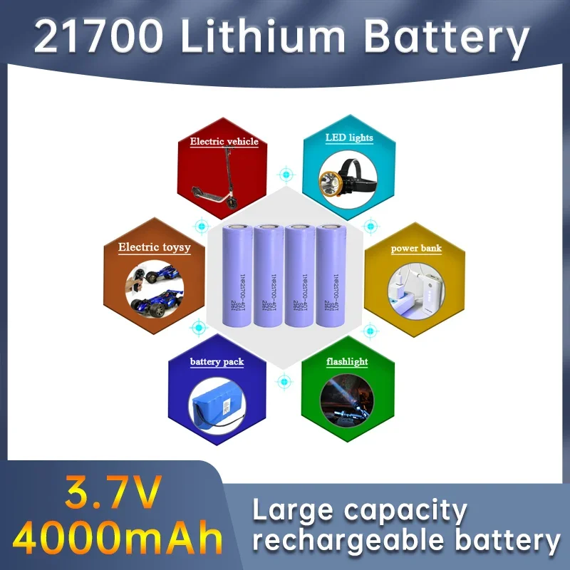 100% NEW 21700 4000mah 30A 40T 3.7V High Discharge/capacity Li-ion Rechargeable Battery PK 30T Free Shipping