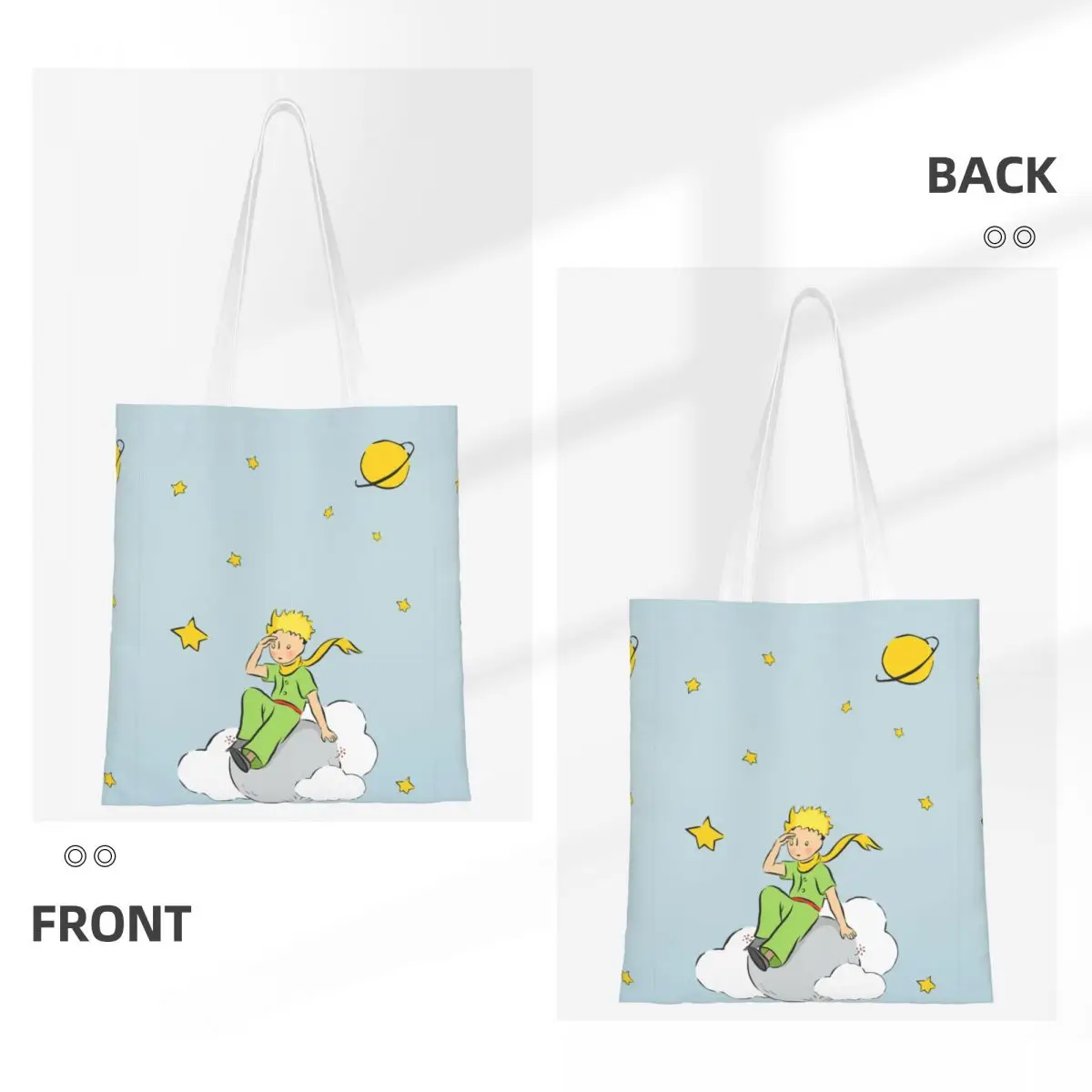 Le Petit Prince-Bolsa de lona feminina, ecologicamente correta, de grande capacidade, bolsa de compras, o pequeno príncipe, diária