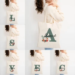 Name Custom Tote Shopping Canvas Bag Customizable Shopper Handbag Beach Handbags for Women School Mistress Gift End of Year
