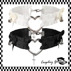 Punk Lace Garter Belt Women Hollow Heart Bow Cross Lolita Leg Garters Elastic Choker Leg Rings Strap Cosplay Bondage Lingerie