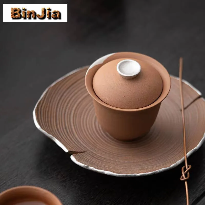 

210 мл античная старая рок-грязь ручной работы позолоченная Sier Gaiwan чайная сушилка крышка чаша услуги аксессуары украшения подарочные принадлежности