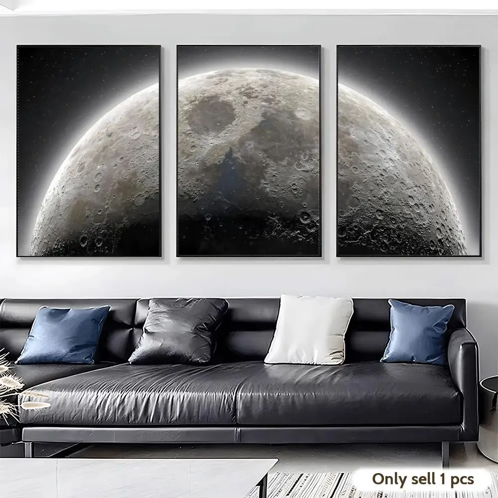 Moon Meteorite Crater Cool Painting Calligraphy Canvas Poster Wall Art Interior Hallway Home Decoration Holiday Gifts