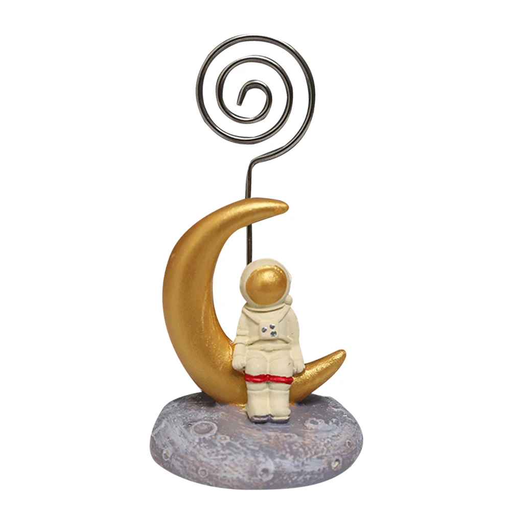 بطاقة اسم رائد الفضاء الذهبي المعادن مذكرة كليب صور حامل قصاصة للملاحظات صور عرض سطح المكتب حامل إمدادات المكتب الإبداعي #1