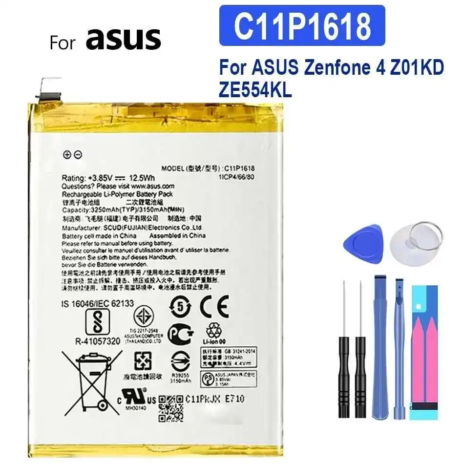 

Mobile Phone Battery For Asus Zenfone 4 Z01KD ZE554KL High-Capacity C11P1618 High-Efficiency 3250mAh
