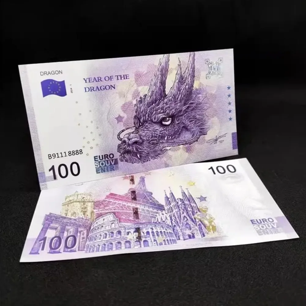 5~100pcs Newest Copy 100 Euro Paper Money 2024 Year of The Dragon Banknotes with UV Serial Number Collectibles Gifts