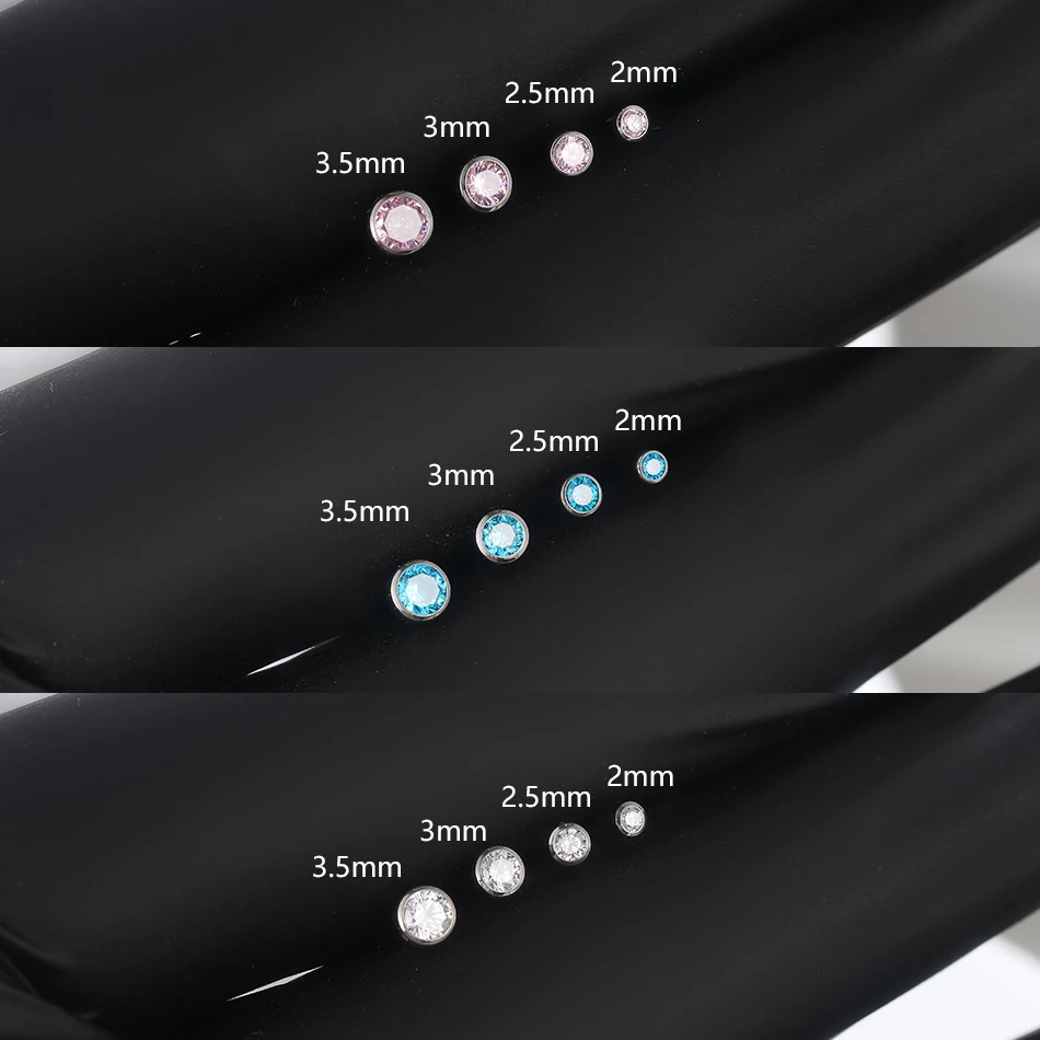 1Pc Titanium Threadless Ends Push Pin Labret Stud Lip Piercing Opal Ear Cartilage Helix Ear Tragus Stud Body Piercing Jewelry