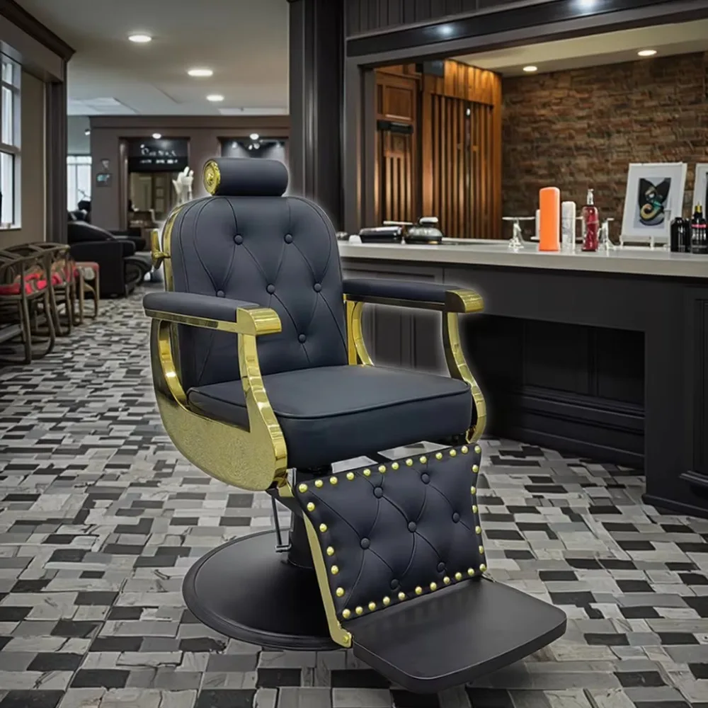 Antique Heavy Duty Durable Professional Modern Luxury Beauty Salon Black Hair Styling Chair Reclining Barber Chair for Sale