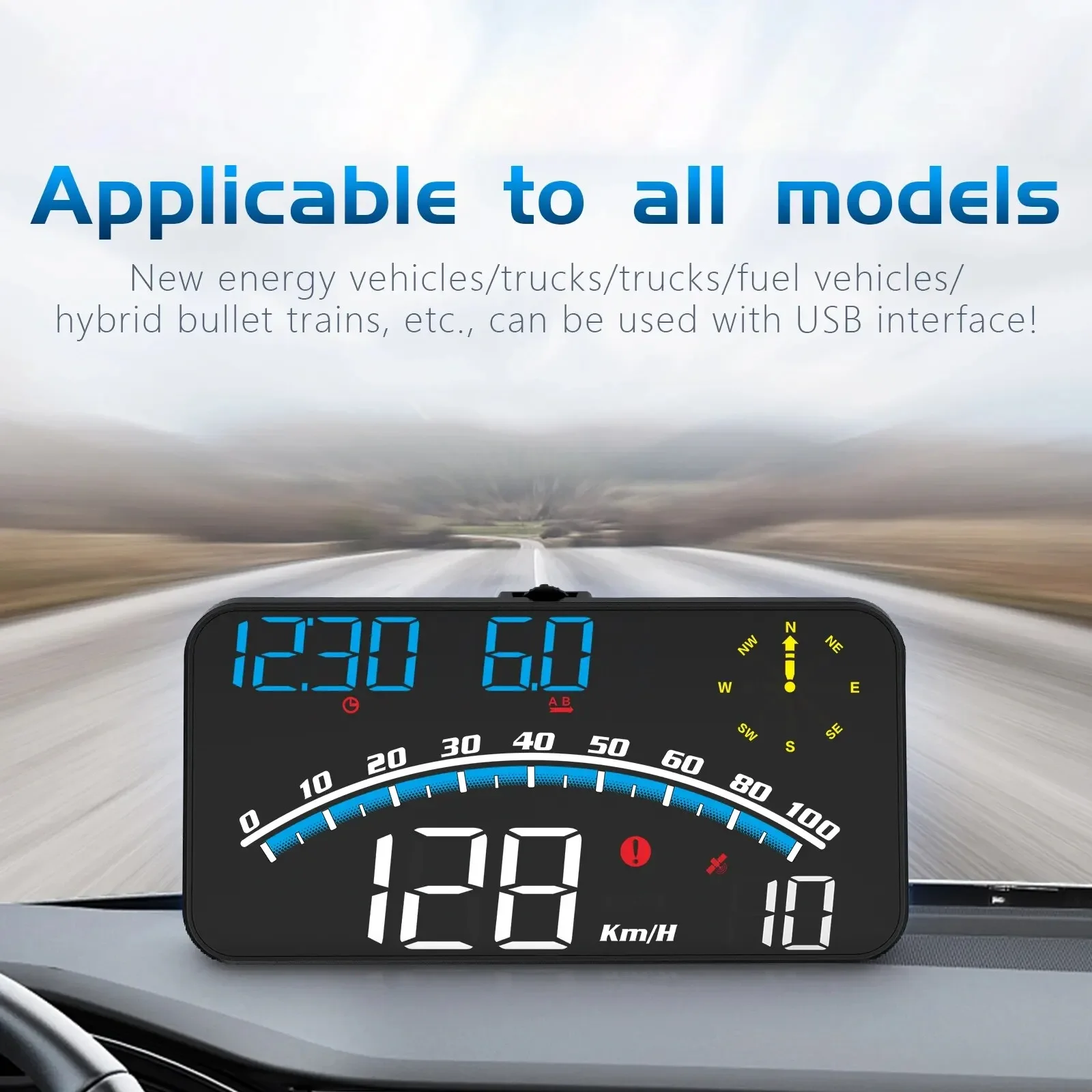 HUD G10 Display Head-up para Carro, Medidor de Velocidade Digital Universal, Velocímetro GPS MPH KMH com Suporte, Peças de Interior Automotivo