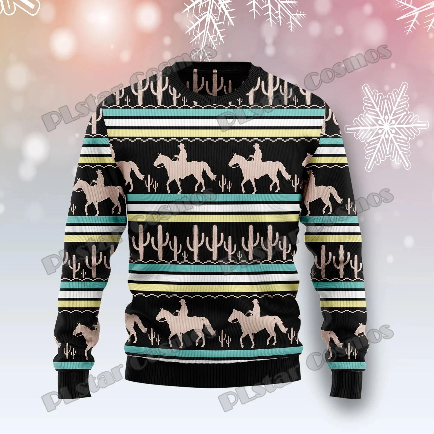 PLstar Cosmos Beautiful Love Horses 3D Printed Men's Ugly Christmas Sweater Winter Unisex Casual Warm Knitwear Pullover MY26