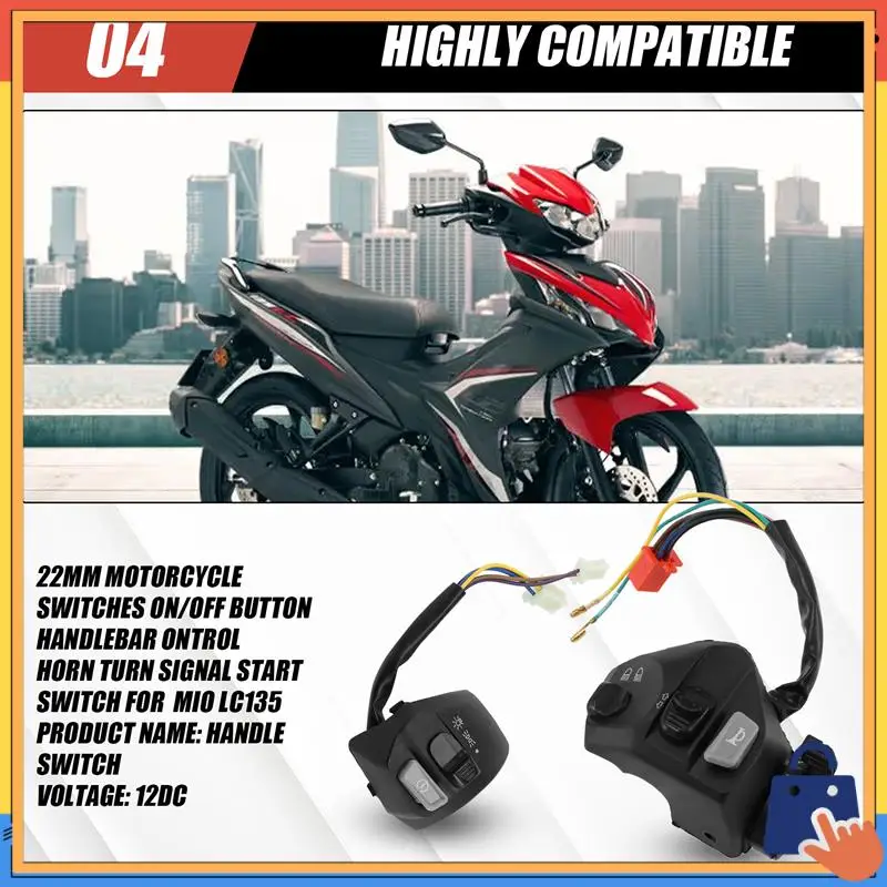 

Upgraded 22Mm Motorcycle Switches ON/OFF Button Handlebar Ontrol Horn Turn Signal Start Switch For Yamaha MIO LC135
