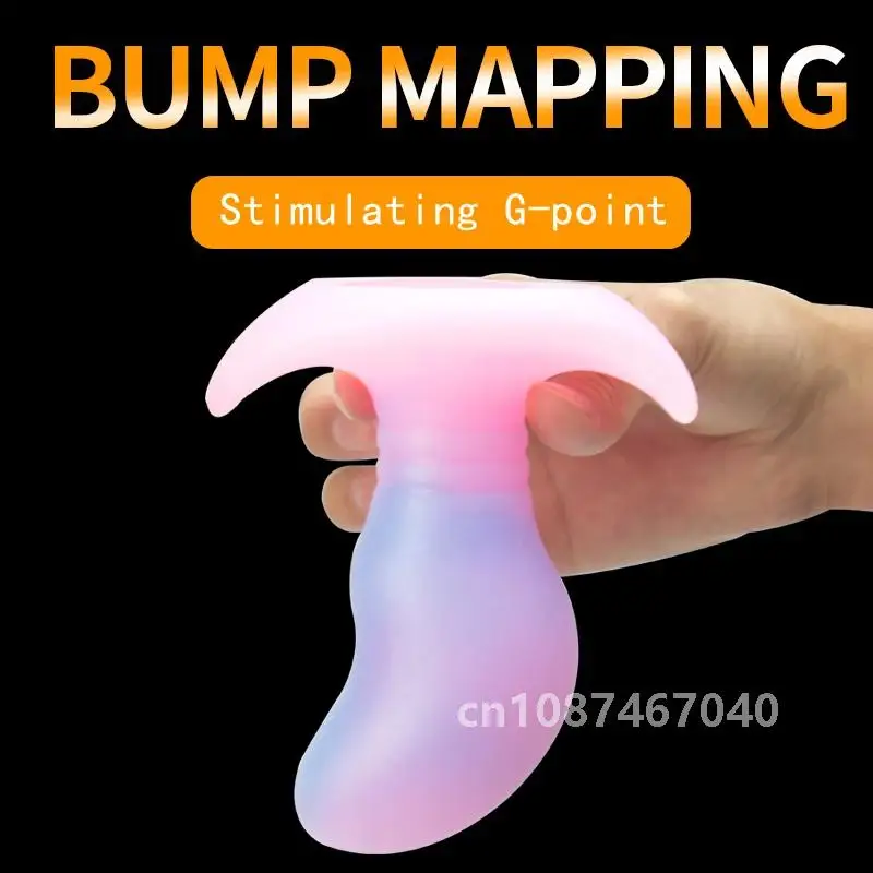 Brilha no escuro colorido silicone nádegas butt plug macio feminino gay masculino massageador de próstata