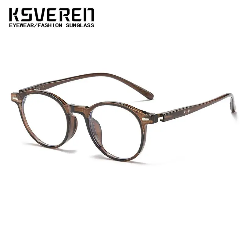 Gafas de lectura TR90 redondas con bloqueo de luz azul para hombre y mujer, lentes graduadas cómodas, montura para lectores presbicia