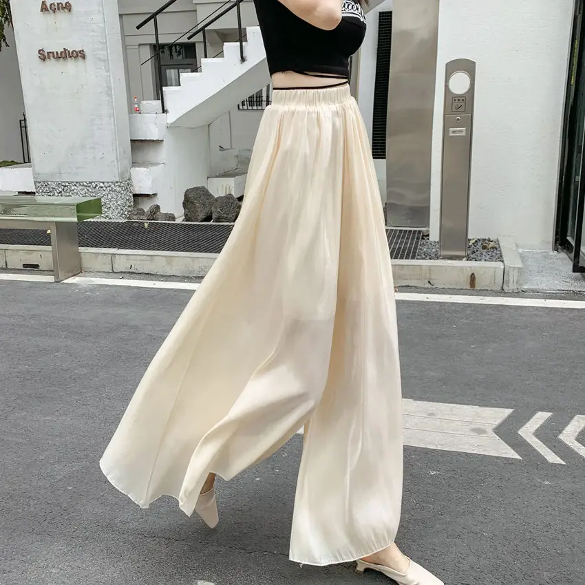 Ankle Culotte Women's Summer Thin 2024 New High Waist Loose and Slimming Draping Casual Wide-Leg Pants