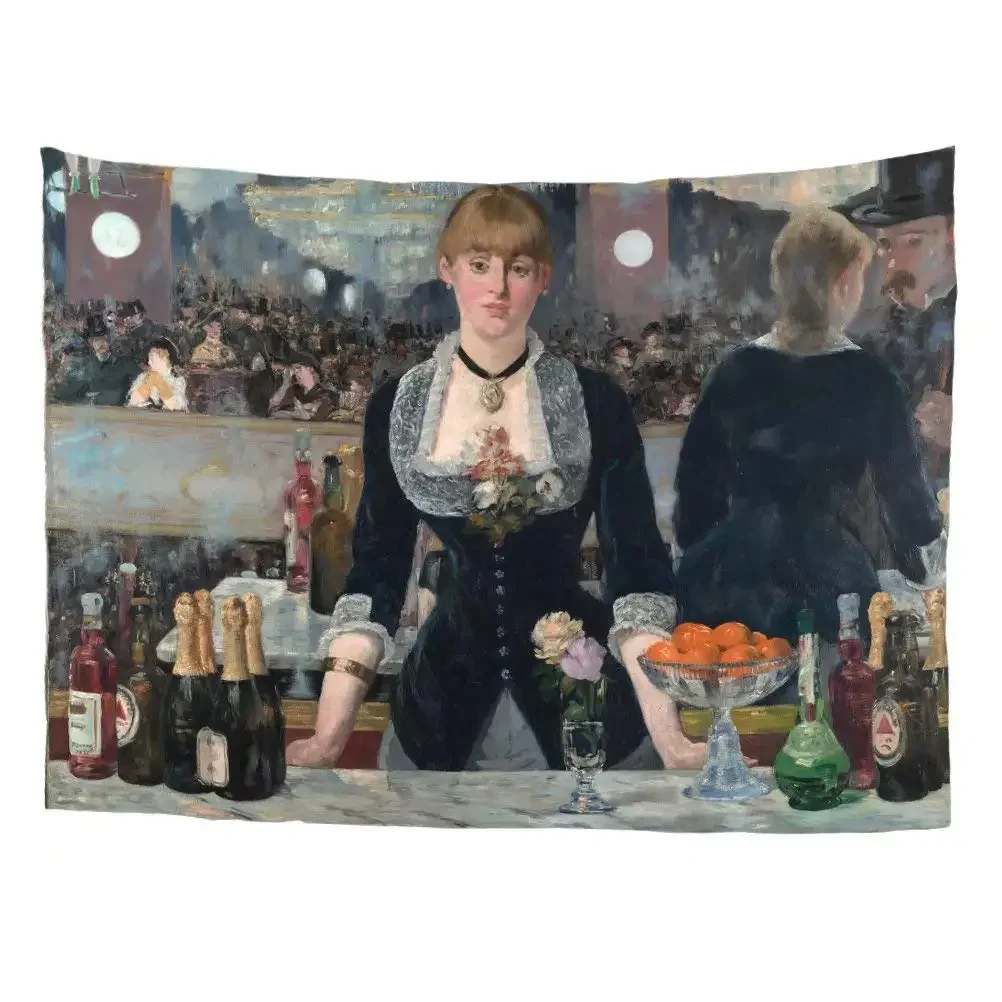 World Classic Art Masterpiece Tapestry Series Édouard Manet A Bar at The Folies-Bergère 1882