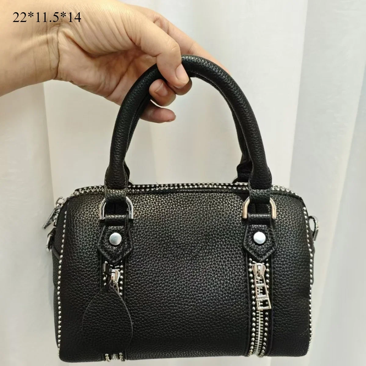 

2025 французская классическая новая черная женская сумка с узором личи из искусственной кожи через плечо, сумка-ведро