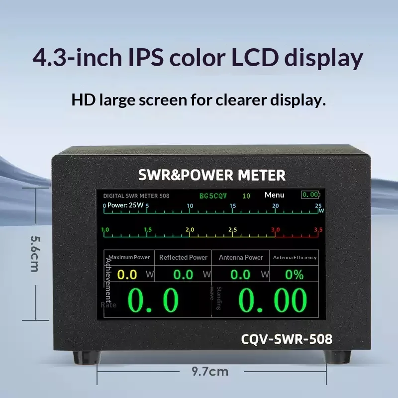 CQV-SWR-508 1.8-54MHz 200W SWR & Power Meter Digital PWR SWR Meter + 4.3
