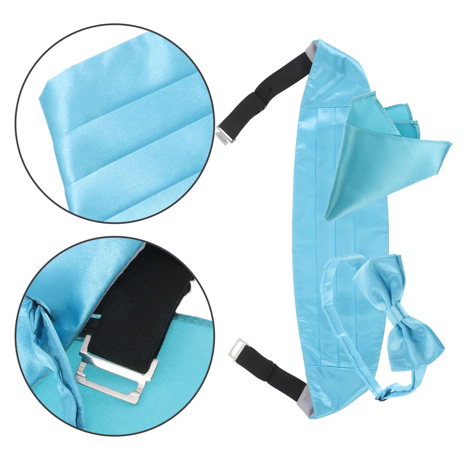 

Классический комплект: поясной ремень, галстук-бабочка и платок для мужчин, для торжественных мероприятий, свадеб, выпускных, деловых встреч, синий смокинг