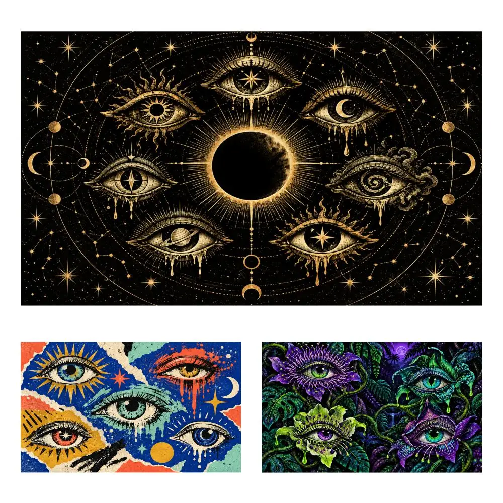 Colorful Starry Eyes Tapestry Durable Soft Microfiber Horizontal Wall Hanging Decor For Bedroom Patio Garden Parties