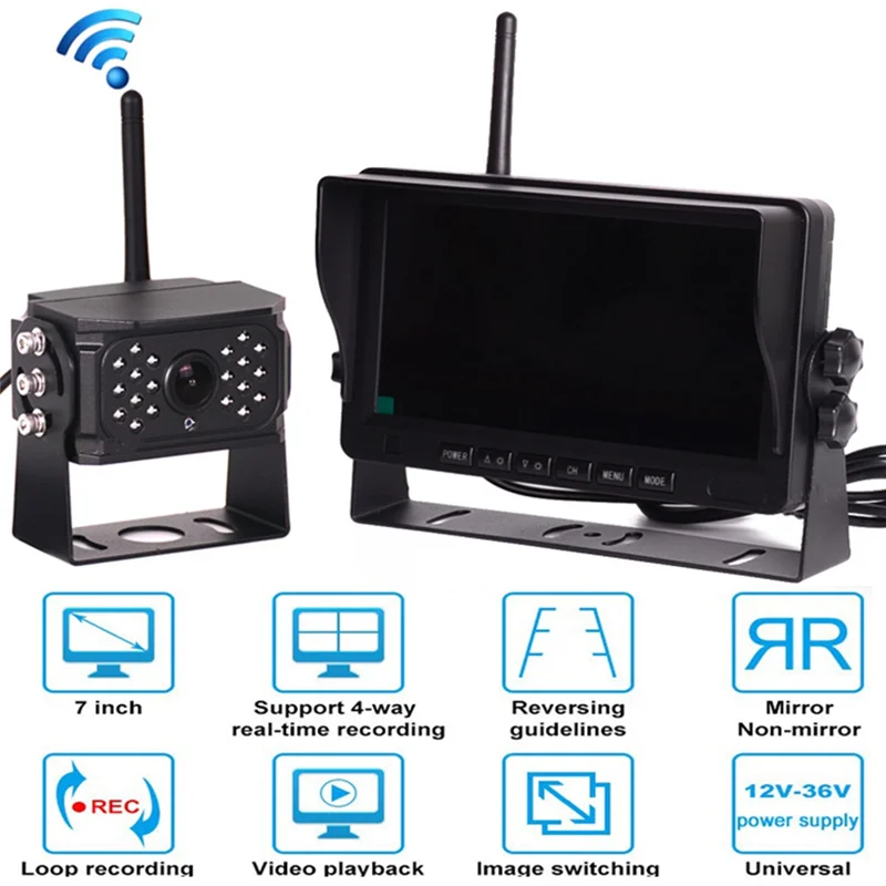 

Classy-7 Inch Wireless RV Backup Camera System, 7 Inch IPS Display And 1 Rear View Camera, Car 7 Inch Split Recorder