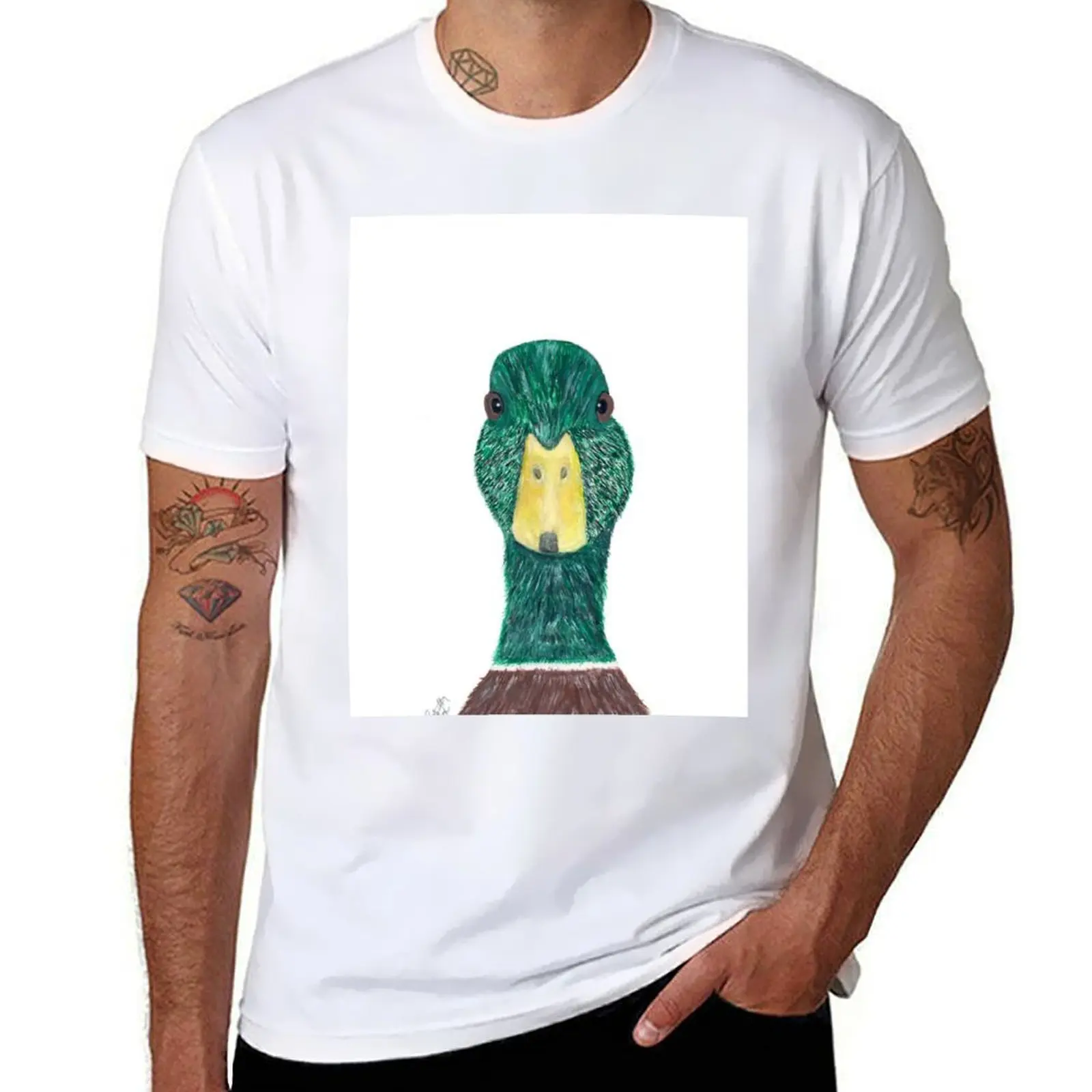 

Wild Green and Brown Male Mallard Duck with Yellow Beak Print...Quack! T-Shirt man t shirts high quality luxury brand T-Shirt