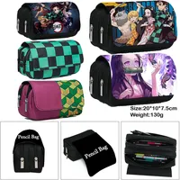 Anime Demon Slayer Pencil Case Student Storage Bag Nezuko Zenitsu Tanjirou Inosuke Cosplay Cartoon Pen Box Prop Accessories Gift
