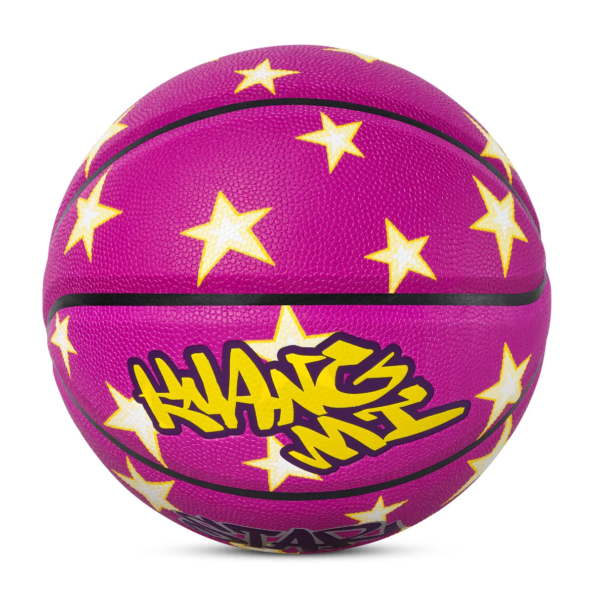 Kuangmi Stars Basketball Official Size 7 Hygroscopic Non-slip PU Leather Street Ball Outdoor Indoor Training Gameballs Gifts