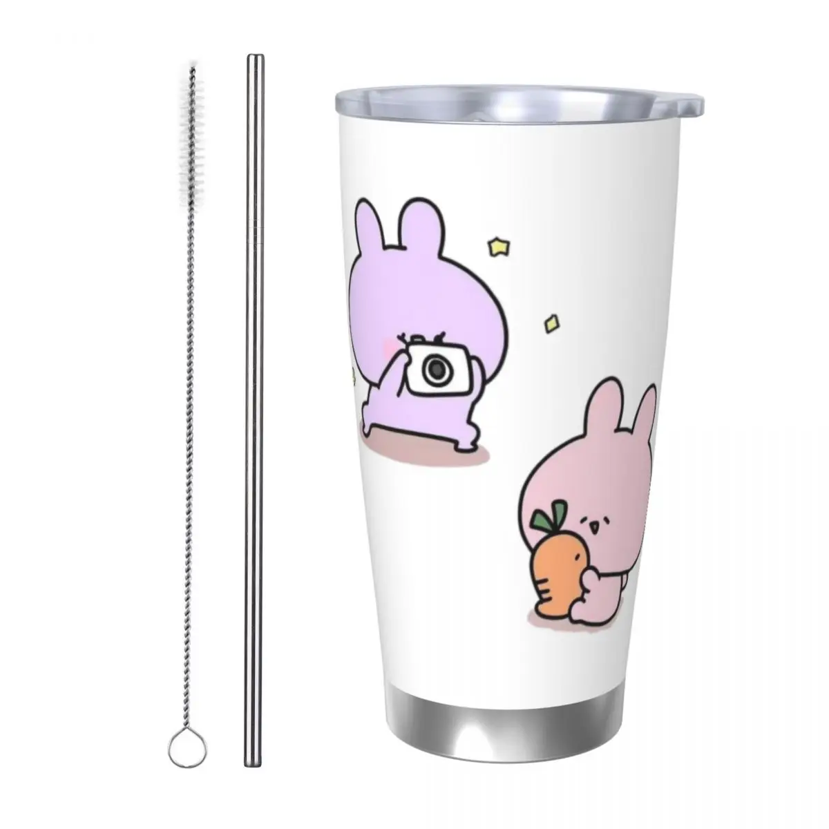 Asamimichaan Cute Asamimi 20oz Stainless Steel Insulated Thermal Coffee Car Cup Cold Hot Mugs Vacuum Flask