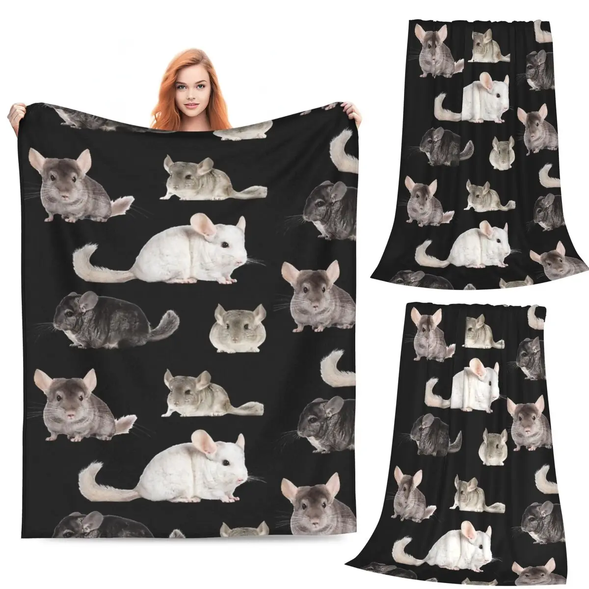 

Chinchilla Sticker Pack Blankets Fleece Throw Blanket Lightweight Throw Blankets for Home Bedroom Travel Throws Bedspread Quilt