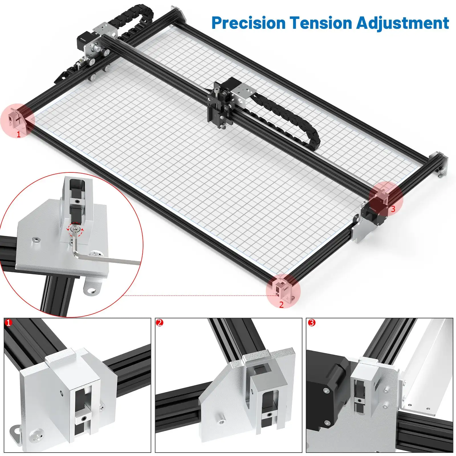 NEJE All-Aluminum Alloy BELT TENSIONER Adjust Synchronous Belt Tension For NEJE 2s / 3 Max, NEJE 3 Pro Machine