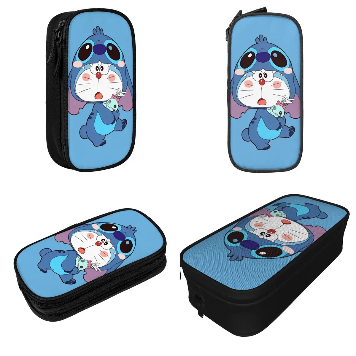 Imagem -02 - Doraemon Stitch Japanese Pencil Cases Pen Holder para Meninas e Meninos Grande Capacidade Bags Students School Zipper Papelaria Bonito