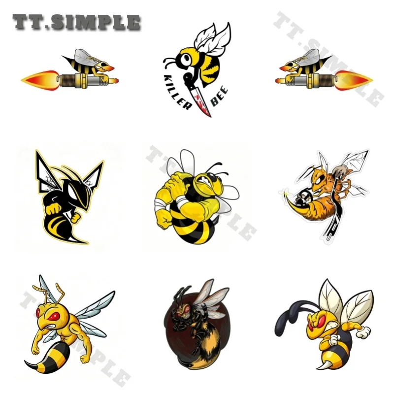 TT Funny Cartoon Killer Bee Car Stickers Humorous DIY Custom Printing Laptop Decoration Suitable for Auto Accesorios Para Auto