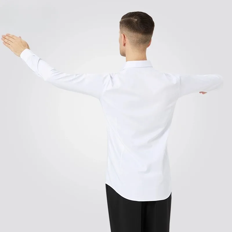 Chemise tissée personnalisée pour hommes, chemise formelle d'affaires pour salle de bal, pratique de la danse moderne, uniforme de danse latine pour hommes