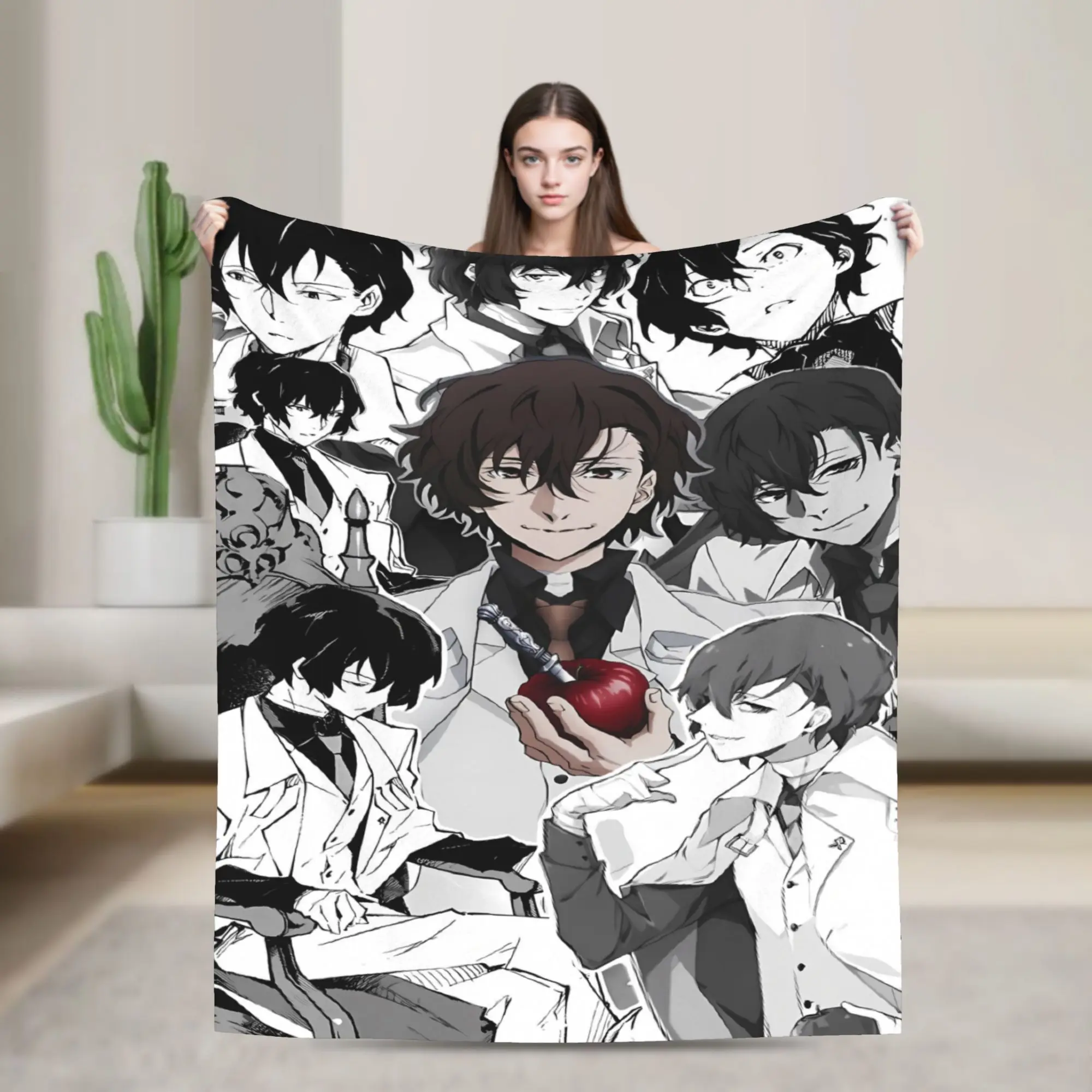 Dazai Bungo Stray Dogs Blanket  Warm Soft Print Plush Throw Blanket For Couch Bed Airplane Travel Flannel Bedspread Bed Cover