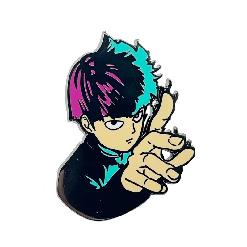 Mob Psycho 100 Brooches Cartoon Anime Figures Metal Enamel Brooch Cartoon Pin Backpack Badge Kids Gift