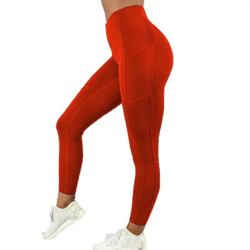 Women Sexy Slim Fitness High Waist Leggings Push Up Pocket Workout Sports Jogging Leggins Fashion Quick-dry Pencil Pants Skinny