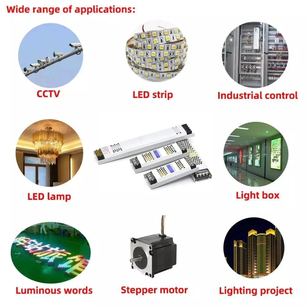 Lighting Transformer DC 12V/24V Power Supply Adapter 5A 12A Ultra thin LED Strip Switch Driver Lamp 60W 100W 150W 200W 300W 400W