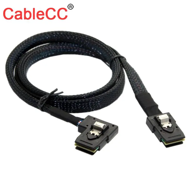 CY Xiwai Ultra Slim Flat Left Angled 90 Degree Mini SAS 36pin SFF-8087 to 8087 Data Raid Cable 80cm