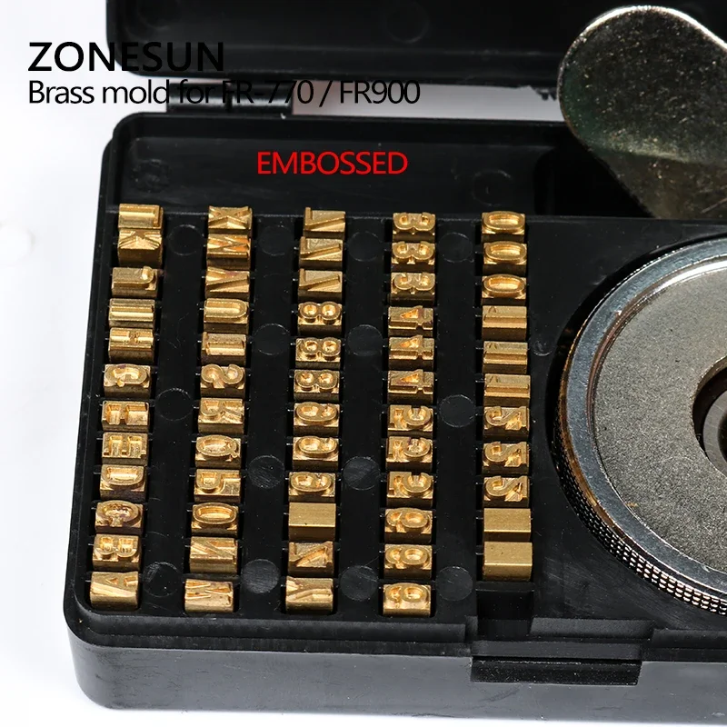 ZONESUN heat stamping alphabet set heat press machine FR900 FR770 alphabet set date coding machine letter numbers brass number