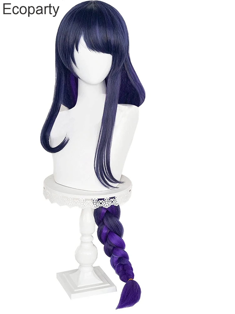 Anime Perücke Genshin Auswirkungen Cosplay Raiden Shogun Baal Perücke Genshin Auswirkungen Shogun Baal Cosplay Lange Twist Geflecht Gradienten Färben Perücken