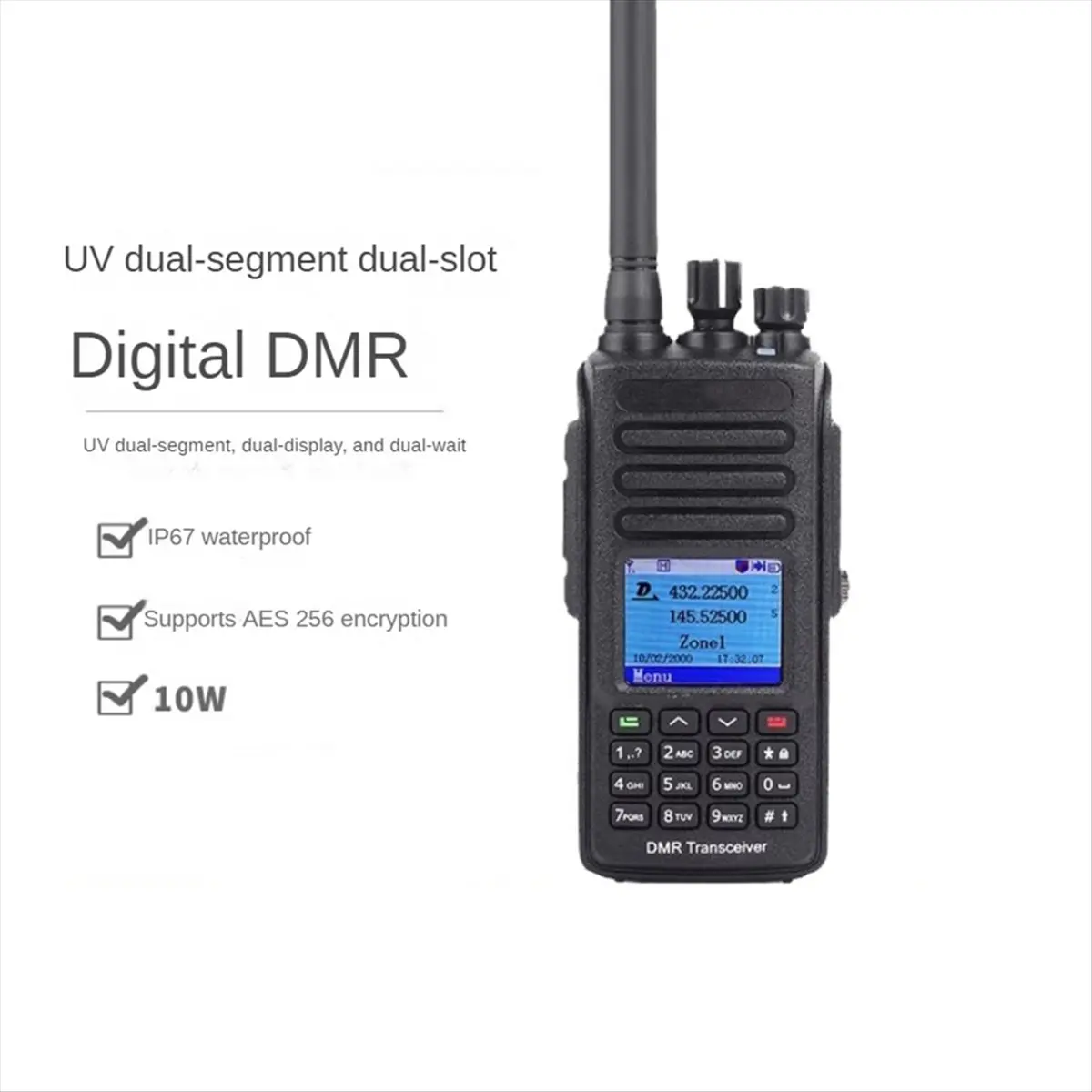 Рация OK 10W MD-UV390 PLUS с AES256, водонепроницаемая IP67, двухдиапазонная VHF/UHF, цифровая DMR-радиостанция без GPS, вилка EU
