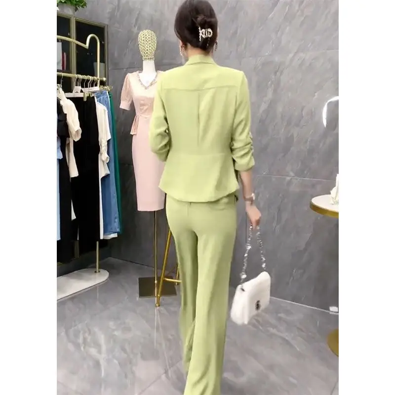 Fashion Professional Set Women's Spring/Summer 2023 New Style Slim Outerwear Casual Wide Leg Pants Two Piece Set