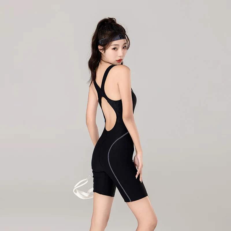 

Women One Piece Professional WaterProof Knee Length Push Up Surfing SwimSuit UV Protection Sexy Quick-Dry Bathing SwimWear
